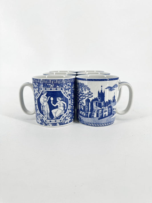 SPODE Blue Room Collection Blue & White Set of 6 Assorted Mugs