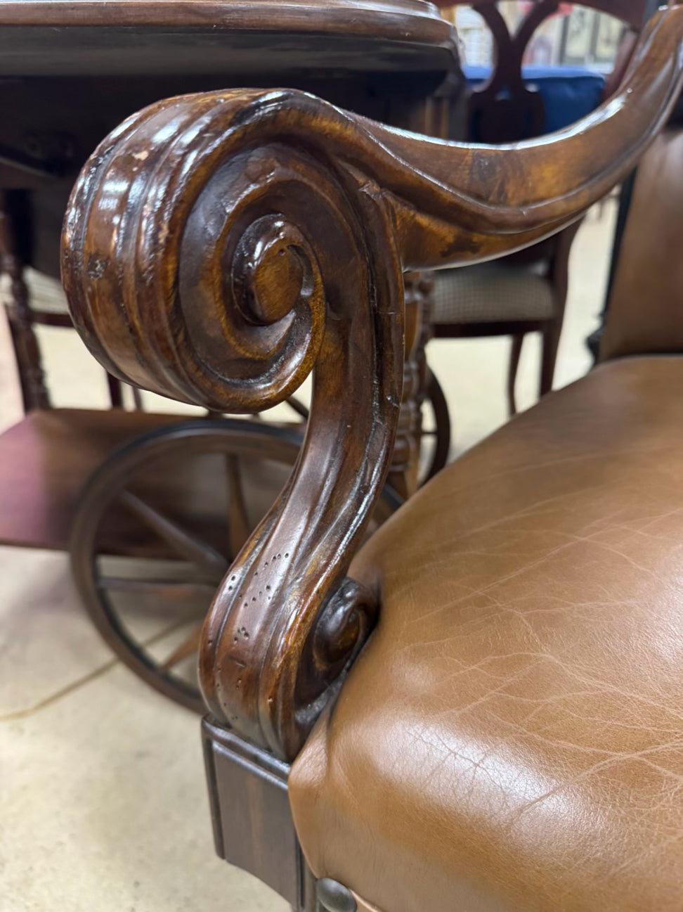 Wood & Leather Nailheads Chair