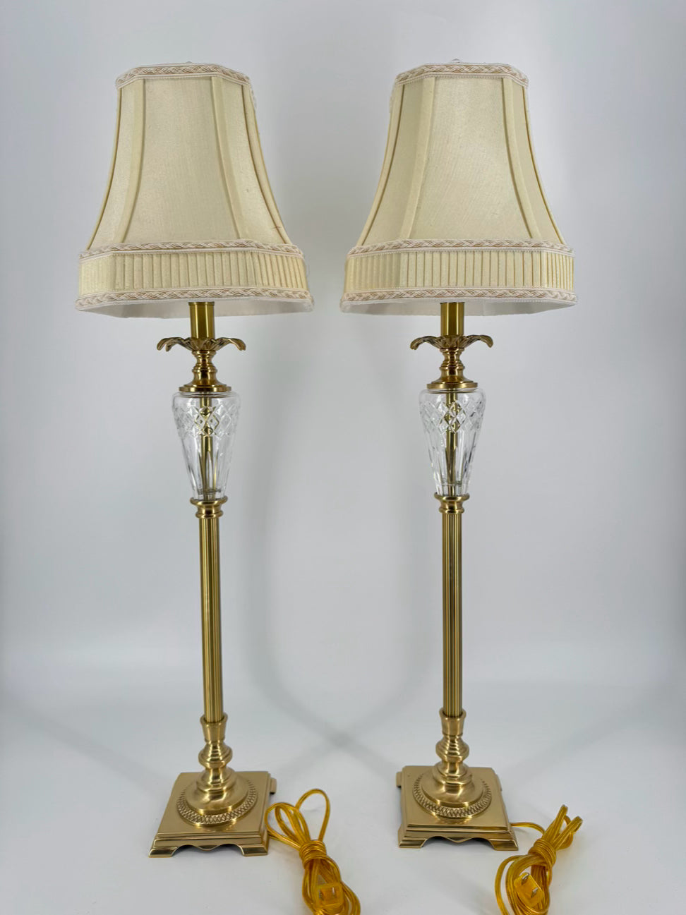 BOMBAY Brass & Glass Pair of Buffet Lamps