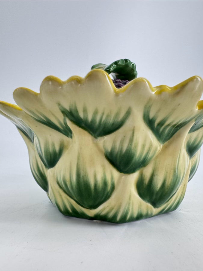 CHELSEA HOUSE Green & Yellow Porcelain Sunflower Dish w/ Lid