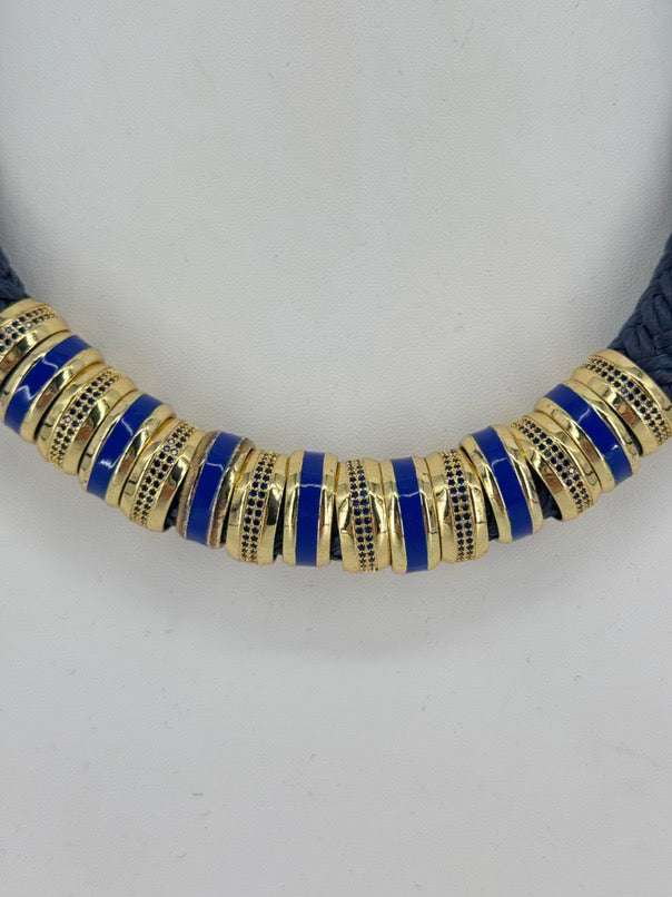 HOLST & LEE Blue & Gold Paracord Necklace w/ Magnet Clasp
