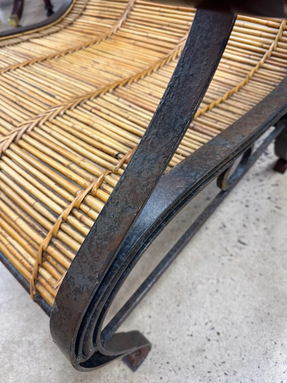 Bamboo & Metal Natural & Brown Chair & Ottoman
