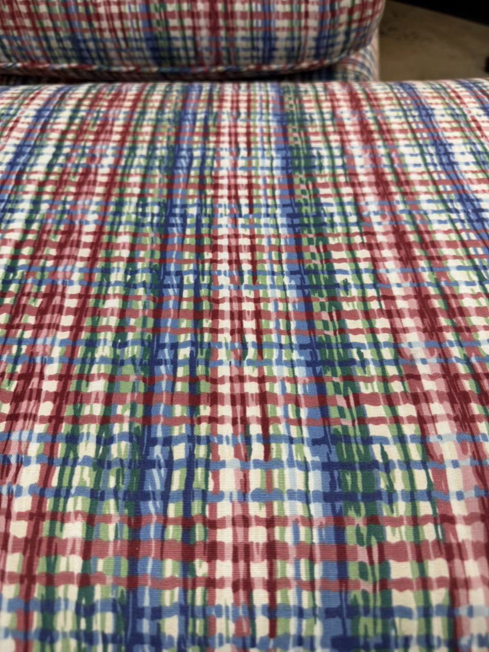 Red & Blue Plaid Ottoman