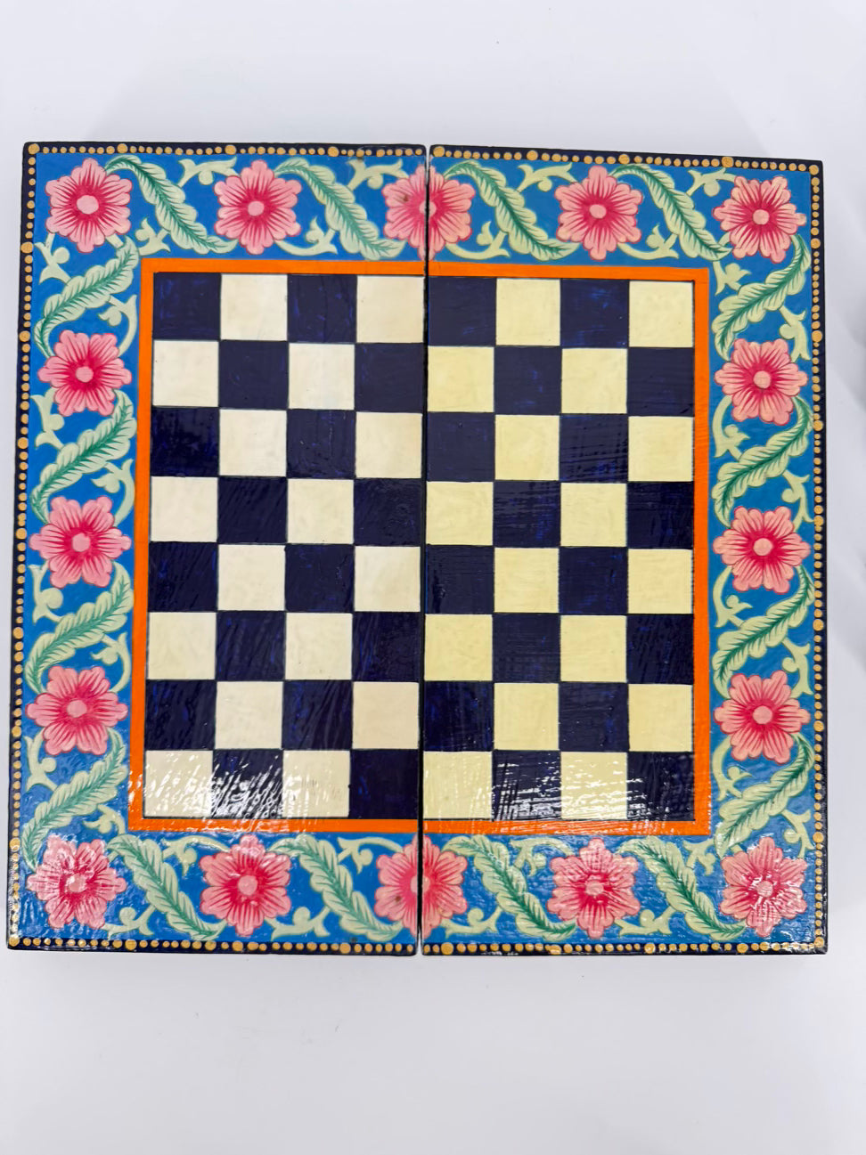 Handpainted Wood Folding Chess Board