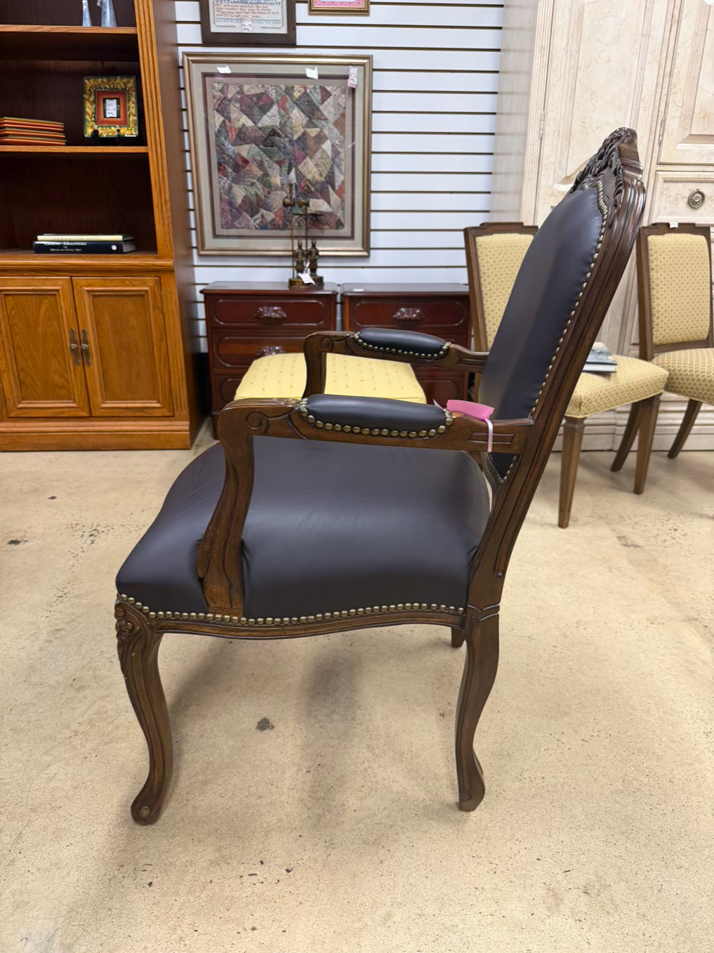 Black Faux Leather Nail Head Chair