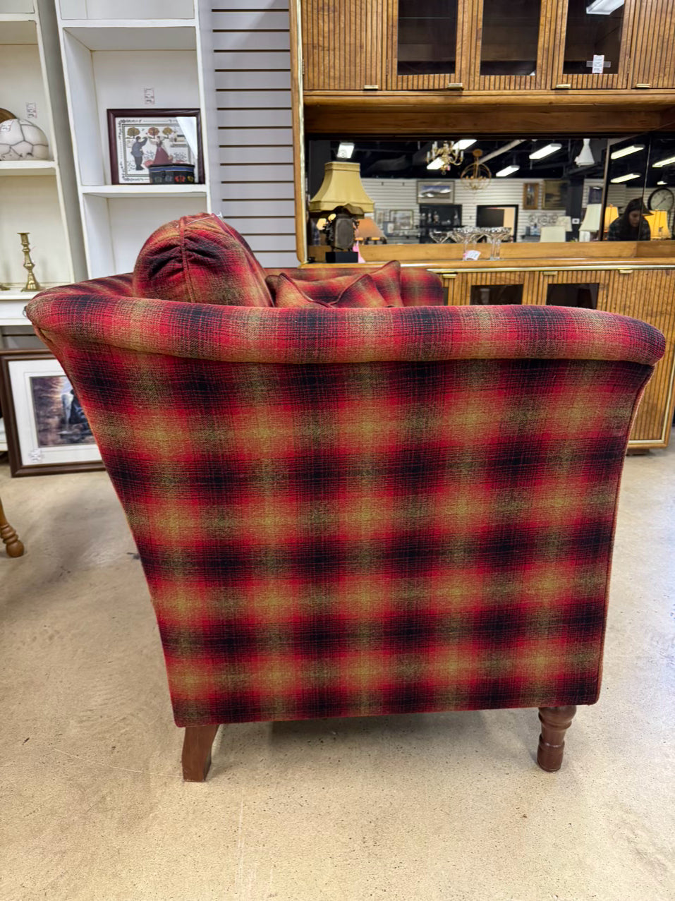Red, Gold & Black Plaid Love Seat