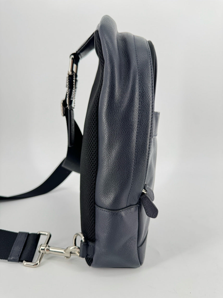 COACH Black & Navy Charles Varsity Sling Backpack