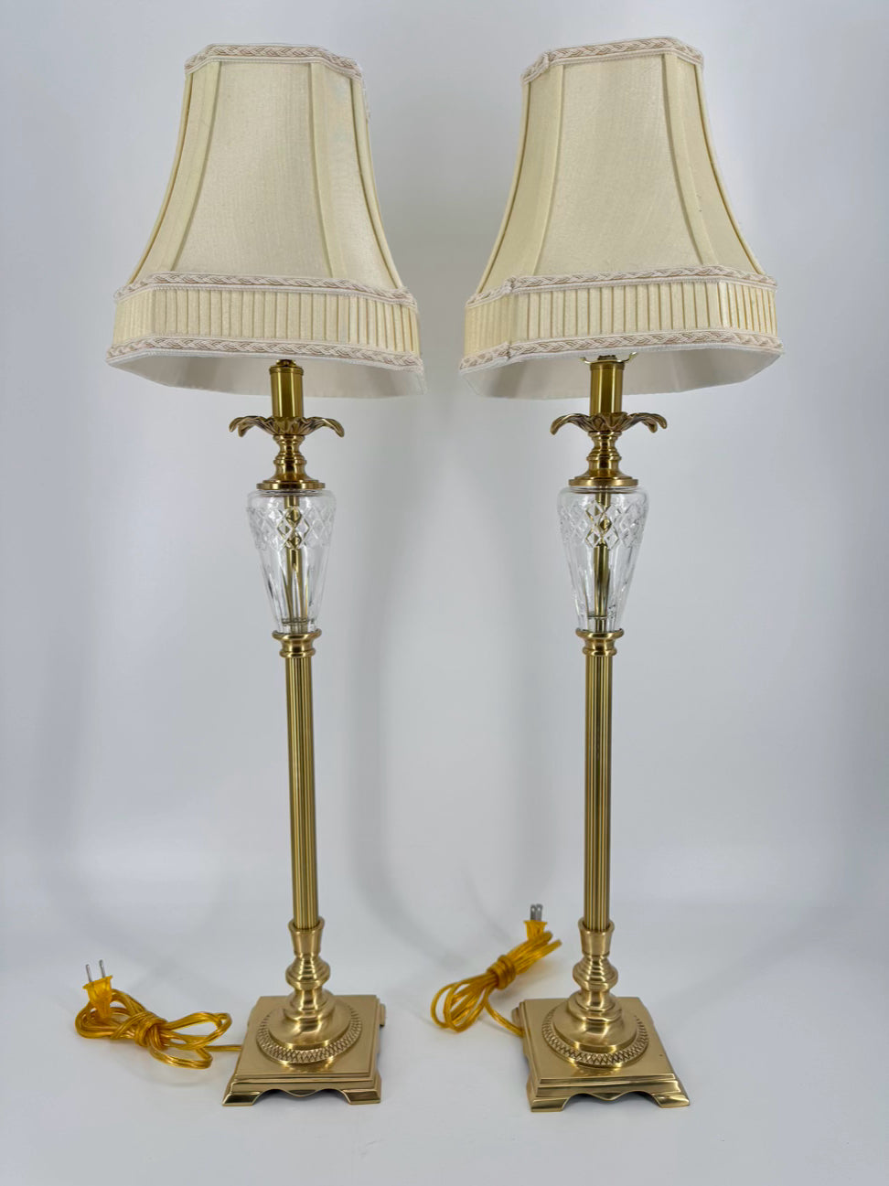 BOMBAY Brass & Glass Pair of Buffet Lamps