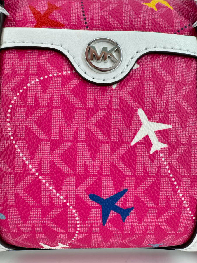 MICHAEL MICHAEL KORS Pink & White Leather Airplanes Purse NWT