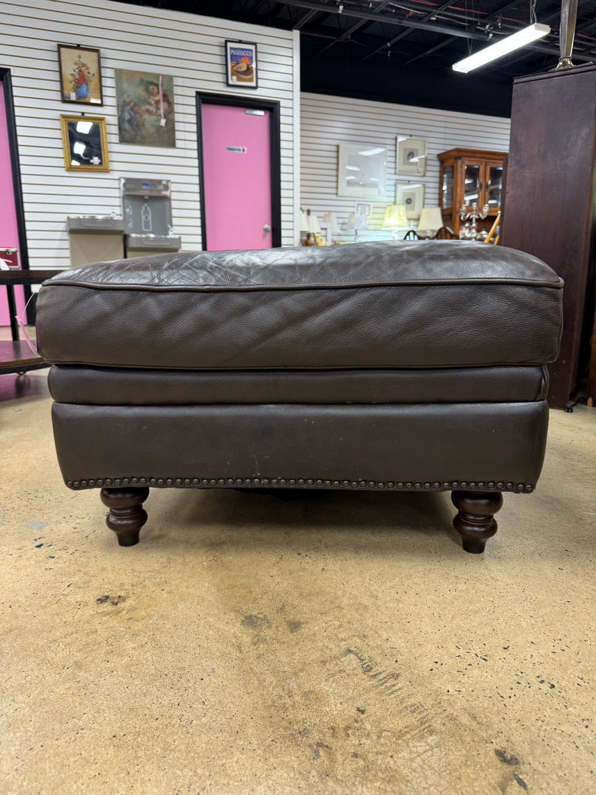 Brown Leather Ottoman