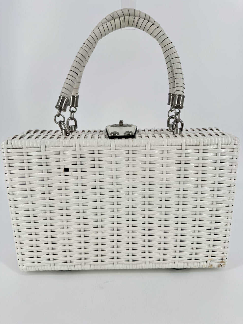 PATRICIA NASH White & Cream Wicker Embroidered Purse
