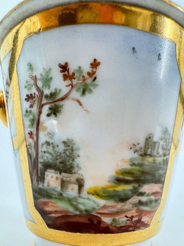 ANTIQUE White & Gold Painted Porcelain Small Jar