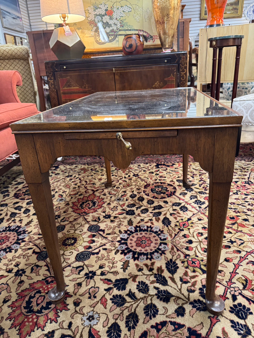VINTAGE Wood Mirrored-Top Tea Table