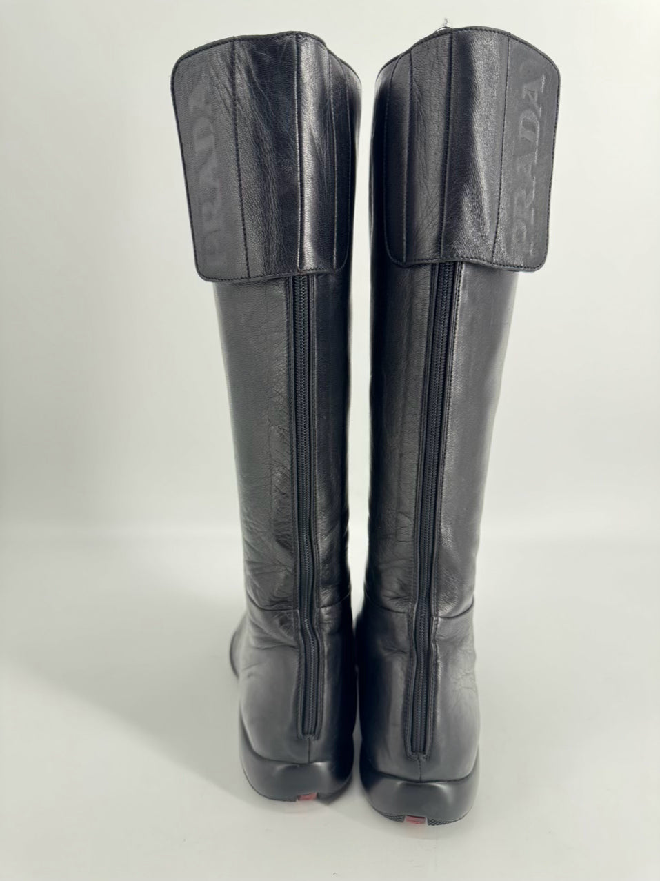 PRADA Size 38.5 Black Leather Boots