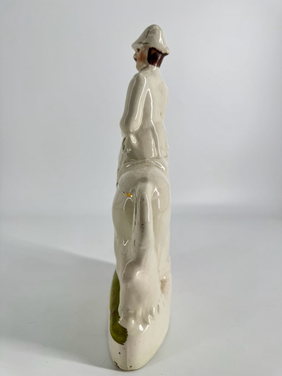 White & Green Ceramic Handpainted Staffordshire General French Figurine