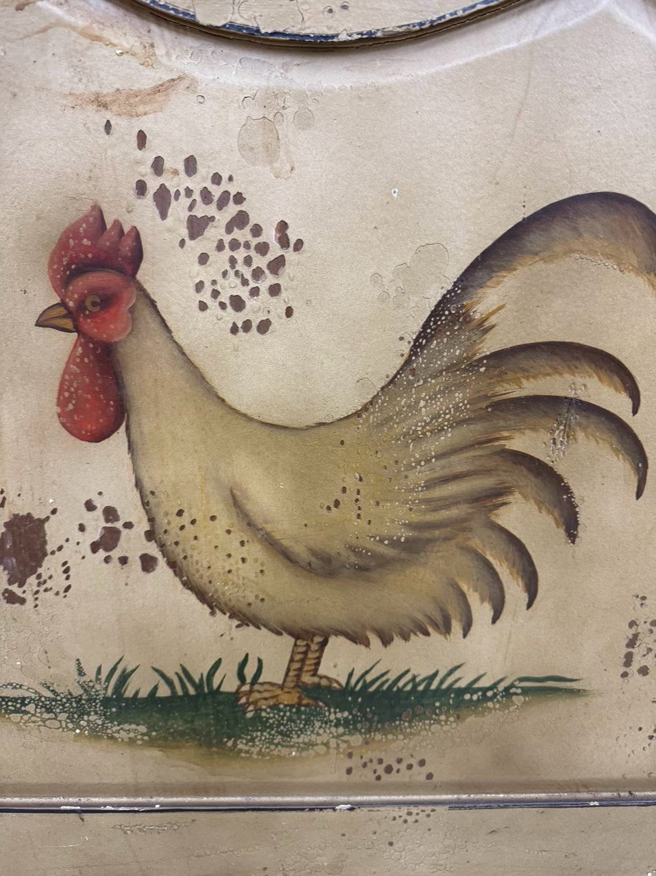 INDONESIA Painted Wood Shabby Chic Rooster Cabinet