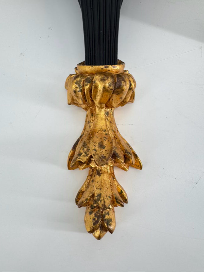Black & Gold Wood Pair of Wall Brackets