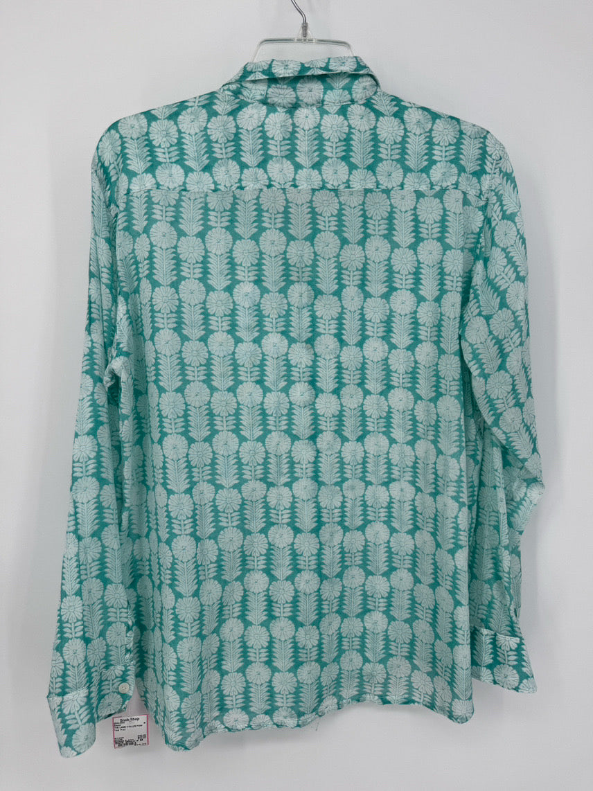 THE LAMU COLLECTION Size M Teal Print Blouse