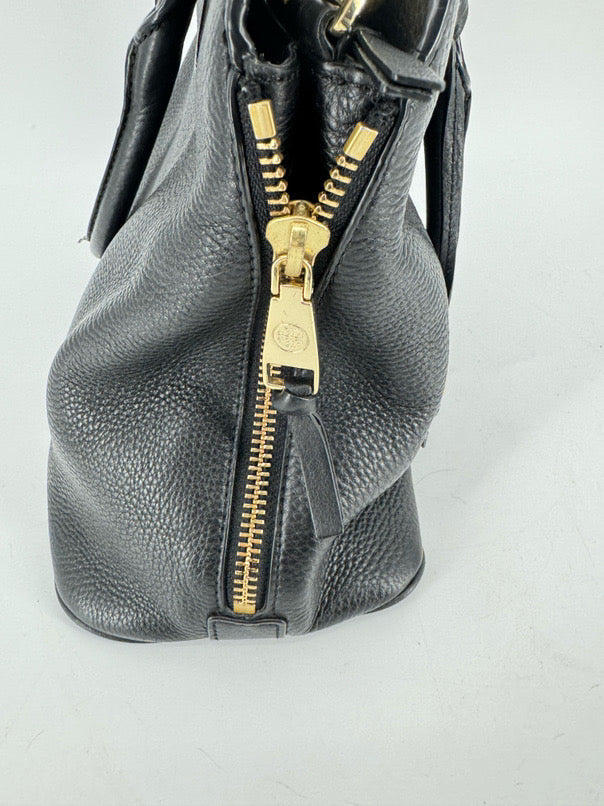 TORY BURCH Black Leather Tote Bag