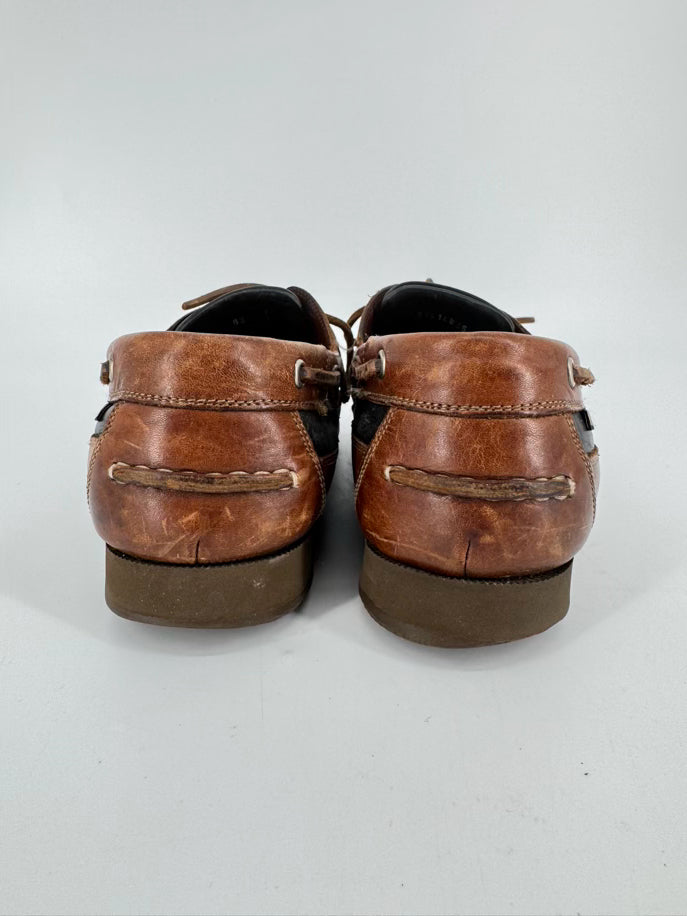 MEPHISTO Size 9 Brown & Black Leather Boat Shoes