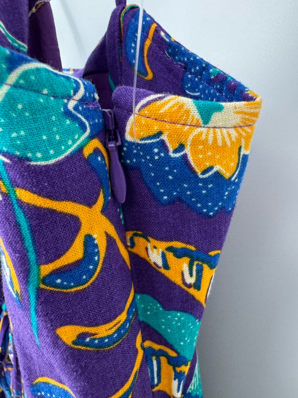 DEREK LAM 10 CROSBY Size 14 Purple & Yellow Flowers Sleeveless Dress NWT