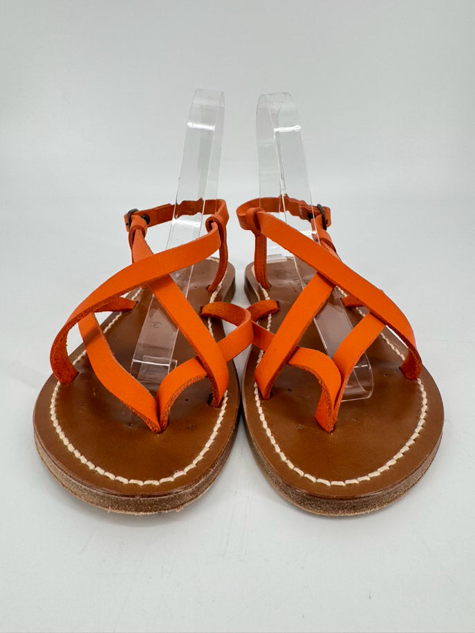 K JACQUES Size 38 Orange Leather Sandals