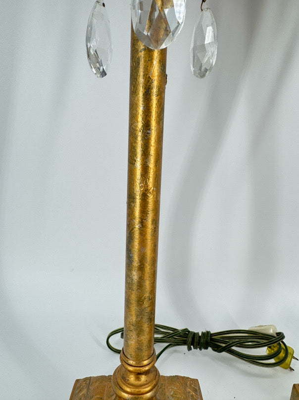 CURREY & CO. Brushed Gold w/ Prisms Pair of Buffet Lamps