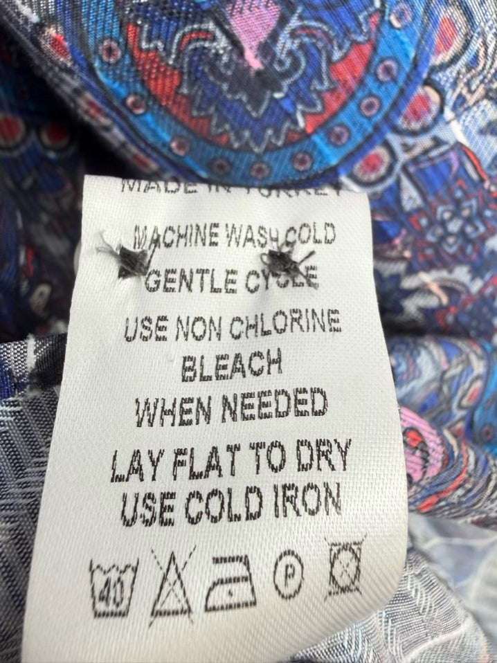 VISCONTI BLACK Size M Blue Paisley Long Sleeve Shirt