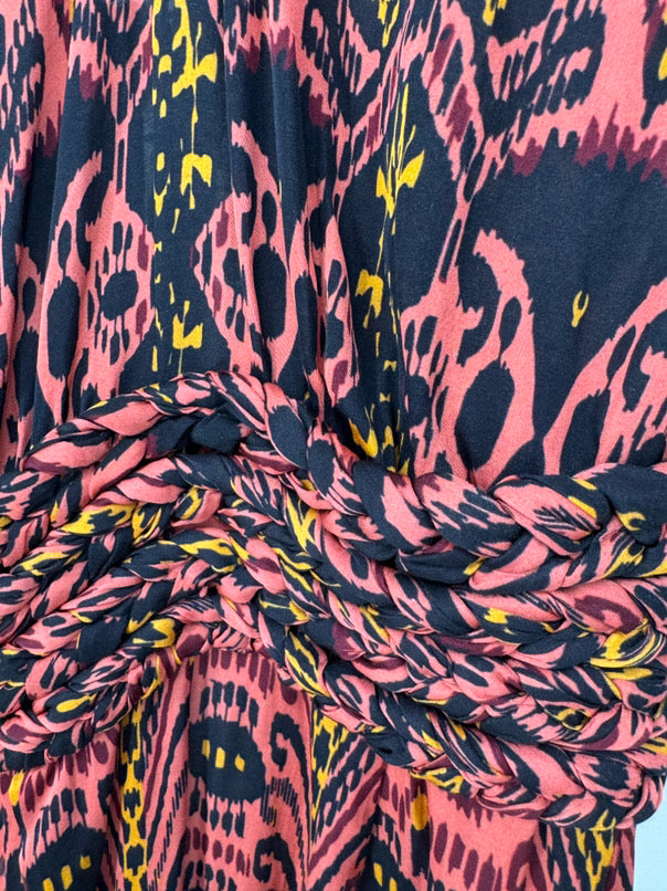 CAROLINA K Size S Salmon & Black Print Sleeveless Maxi-Dress