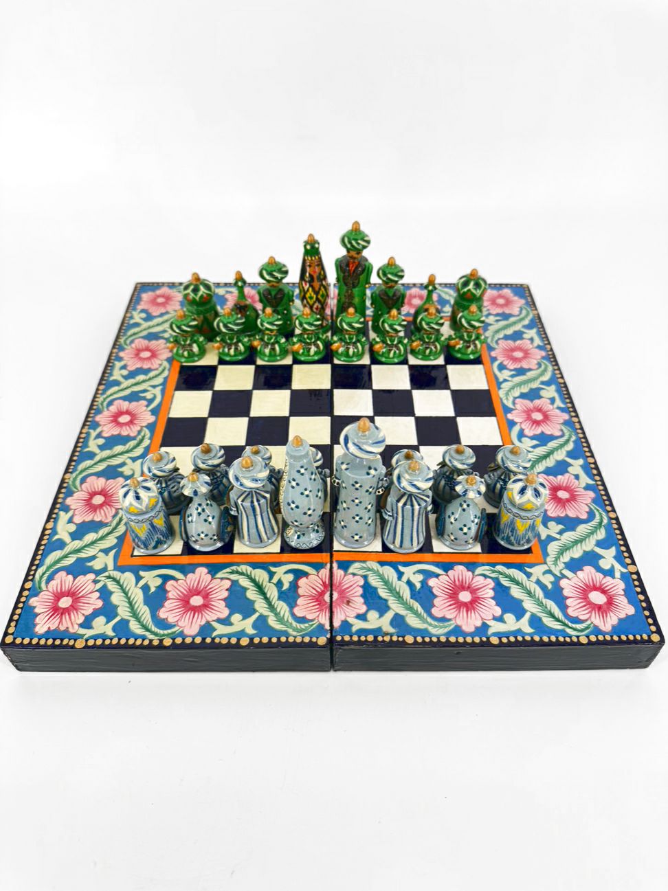 Handpainted Wood Folding Chess Board