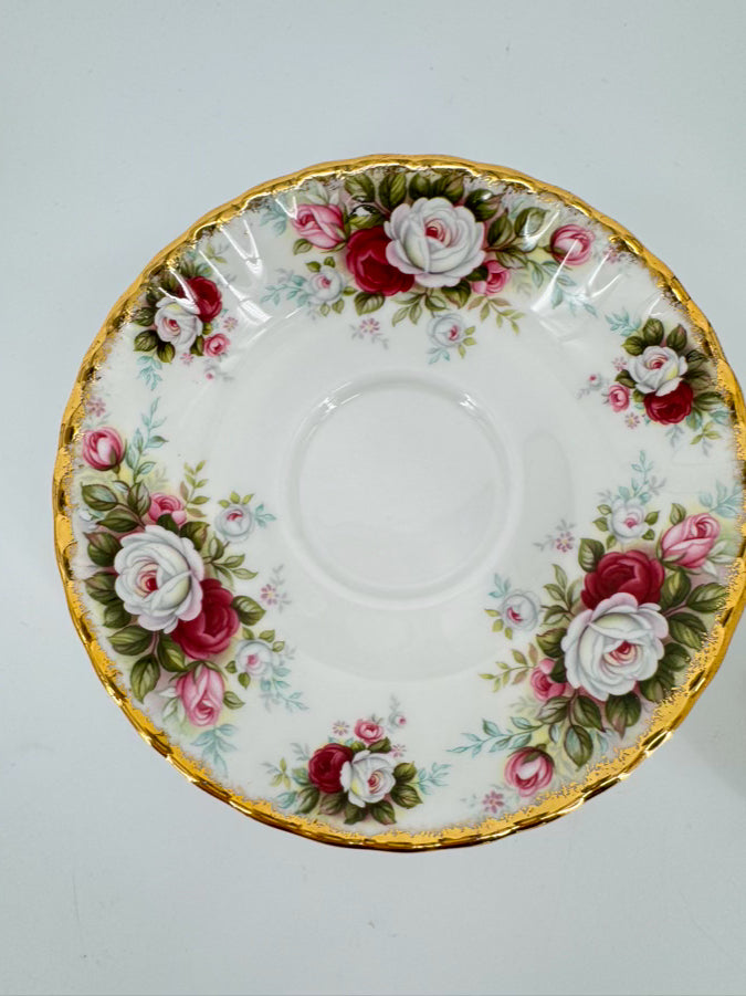 ROYAL ALBERT Pink & Green Bone China "Celebration" Dinner Set for 8