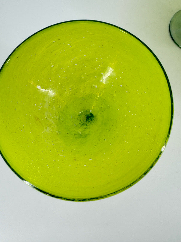 Lime Green Set of 6 Handblown Margarita Glasses
