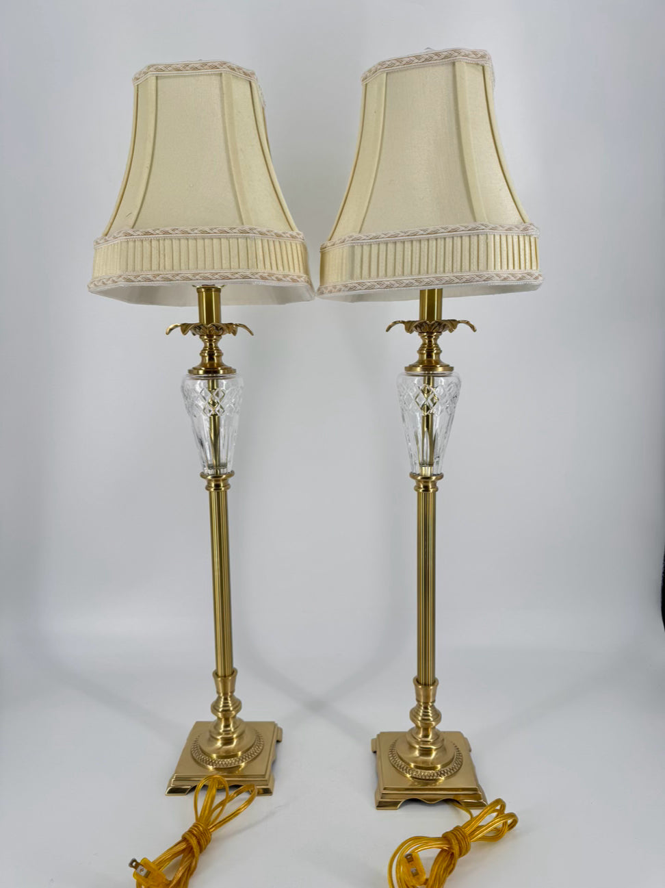 BOMBAY Brass & Glass Pair of Buffet Lamps
