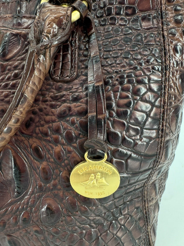 BRAHMIN Brown Embossed Leather Purse