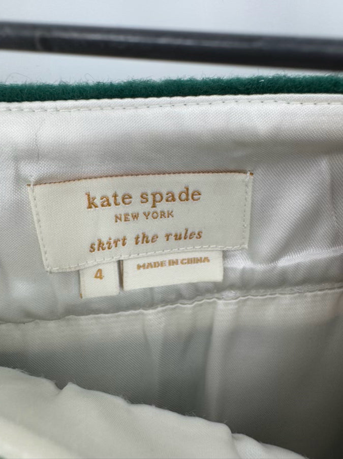 KATE SPADE Size 4 Green Stripe Wool Julie Skirt NWT
