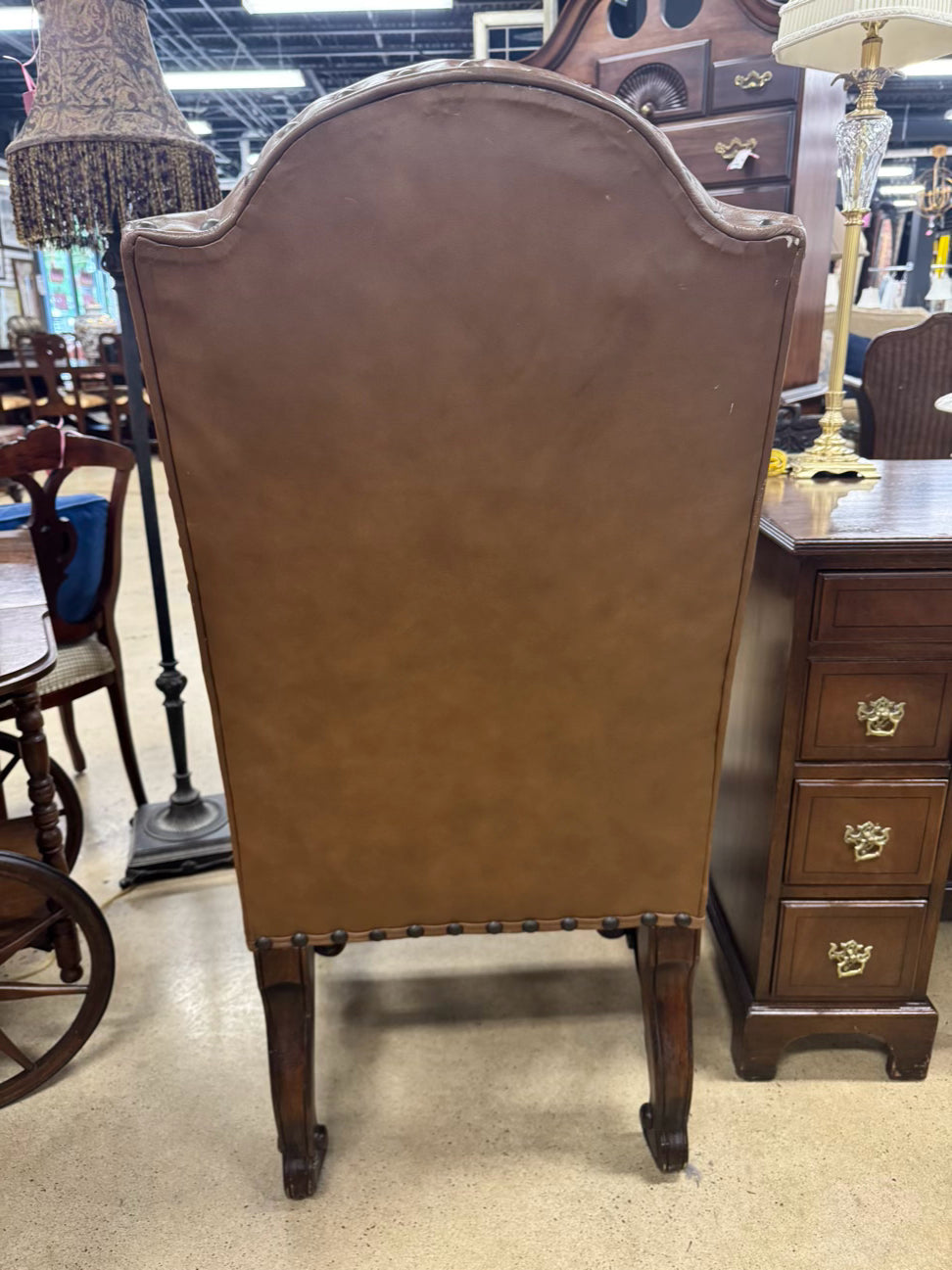 Wood & Leather Nailheads Chair