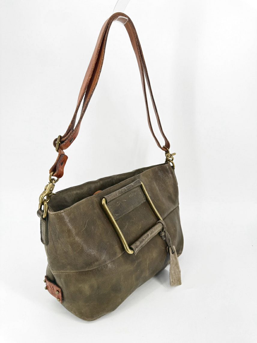 AS 98 Green Leather w/ Brass Hardware Purse