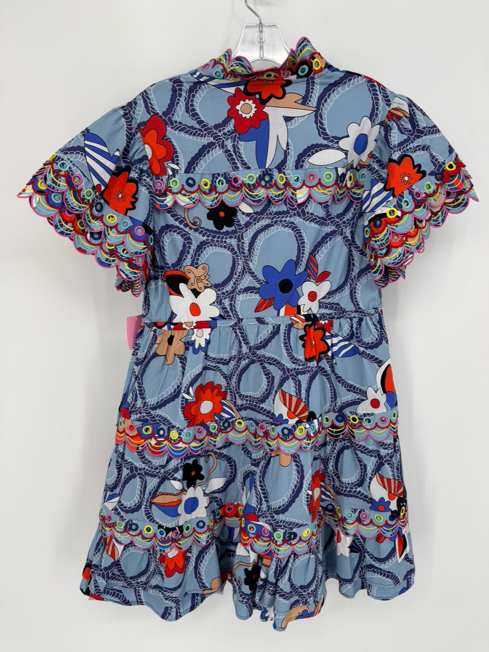 CELIA B Size XL Blue & Multi-Color Scallop Design Dress