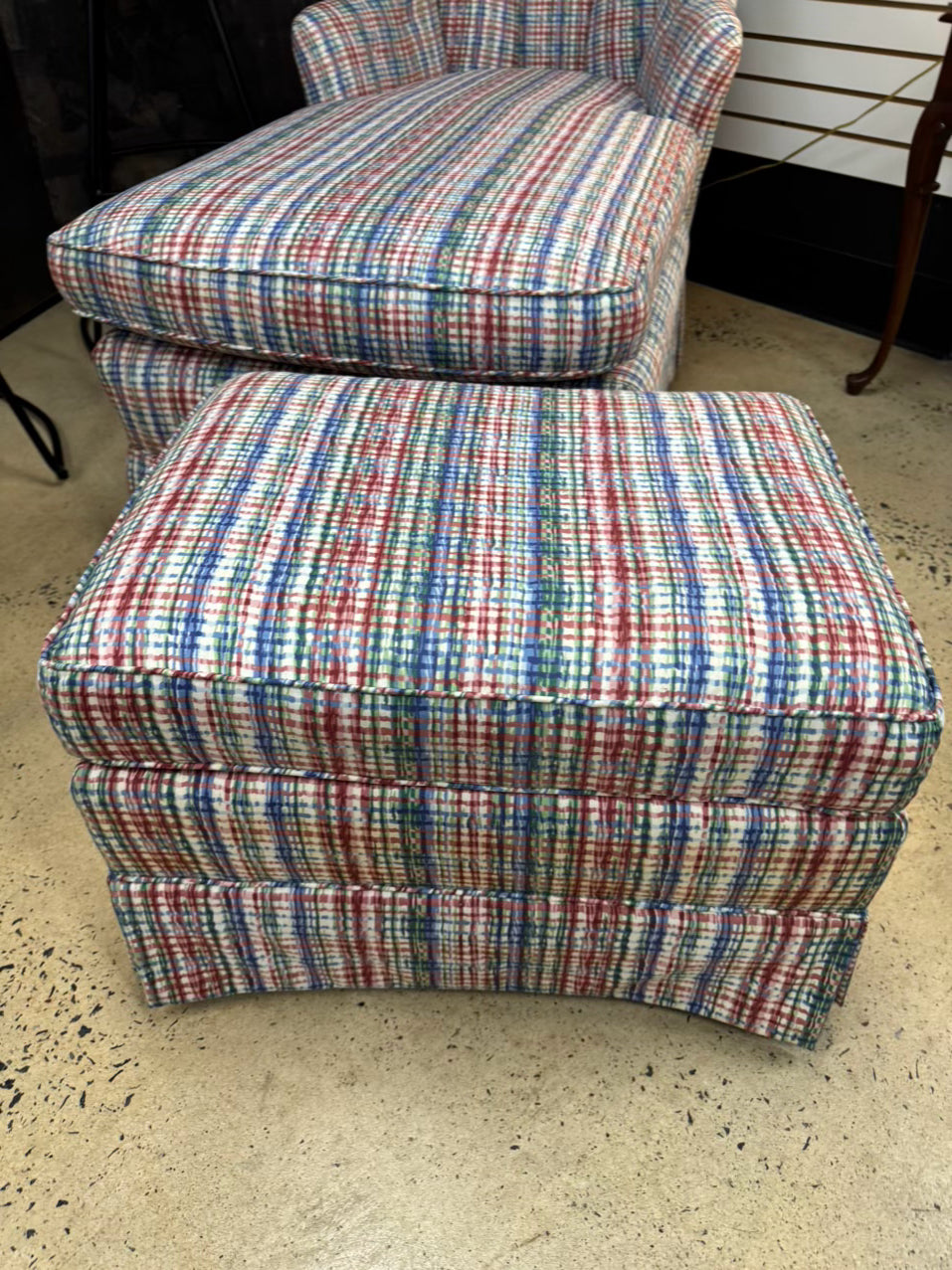Red & Blue Plaid Ottoman