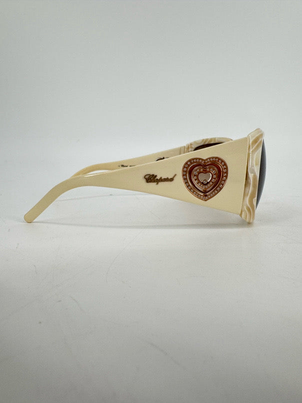 CHOPARD Ivory Marble Effect w/ Rose Gold Heart Detail Sunglasses