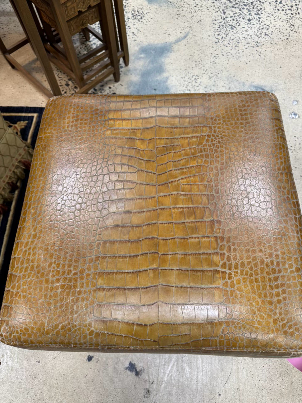 WILLIAMS SONOMA Caramel Leather Ottoman