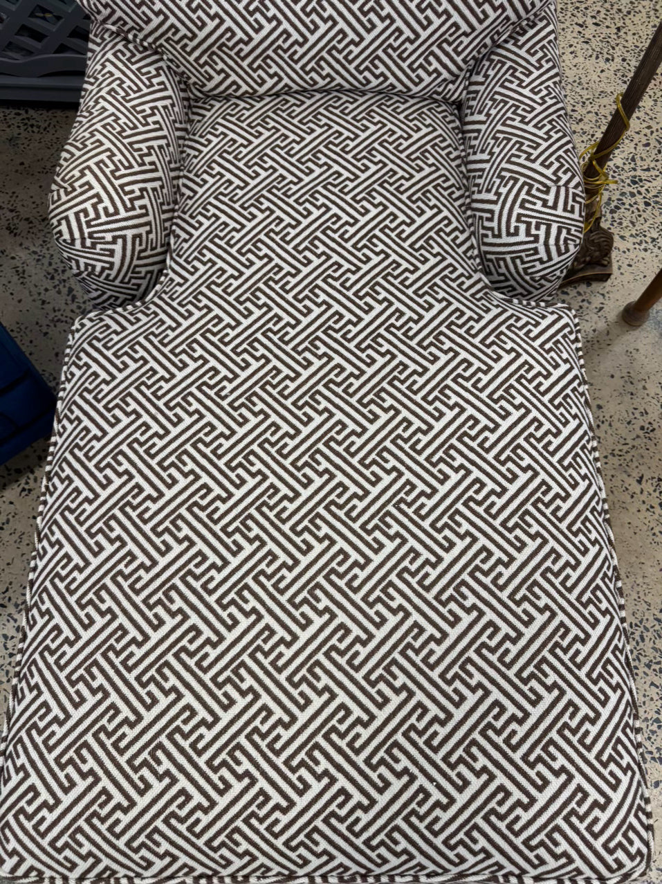 PEARSON Brown & White Geometric Chaise