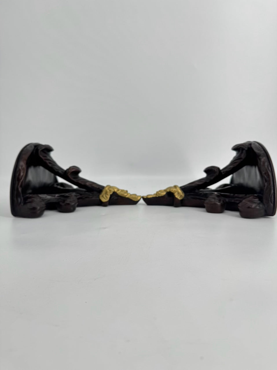 Brown & Gold Resin Pair of Wall Brackets