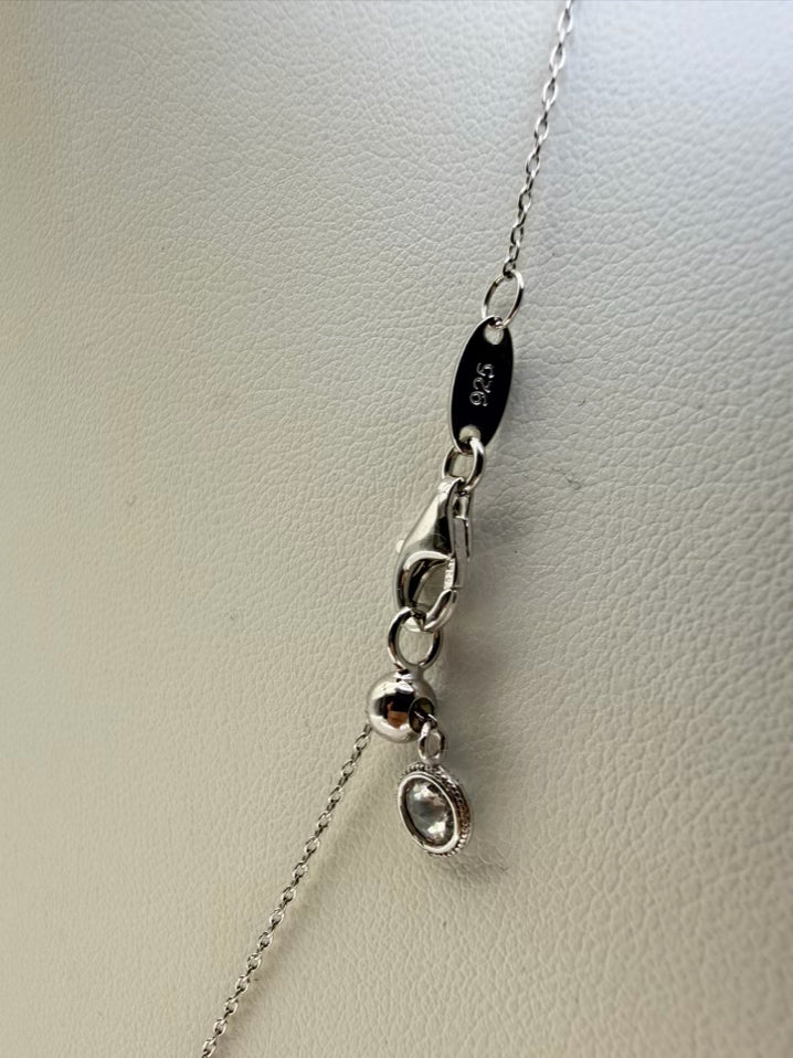 LAFONN STERLING SILVER 925 Crystal Solitaire Pendant Necklace