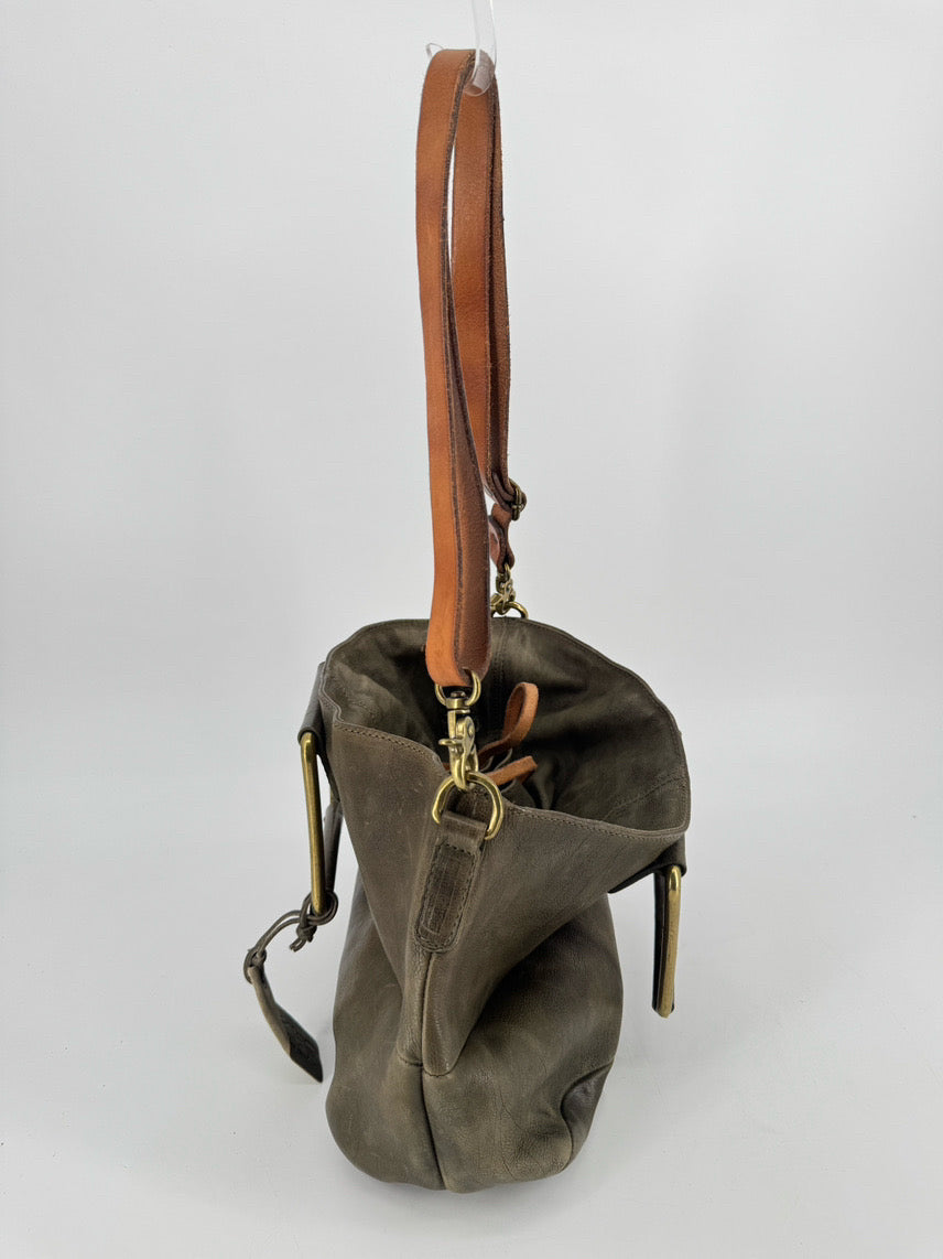 AS 98 Green Leather w/ Brass Hardware Purse