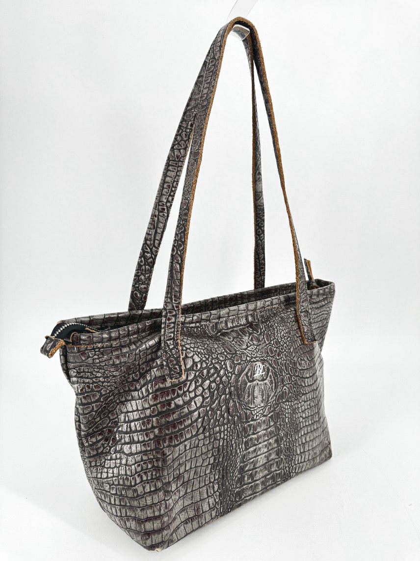 BLYTHE LEONARD Gray Embossed Leather Purse