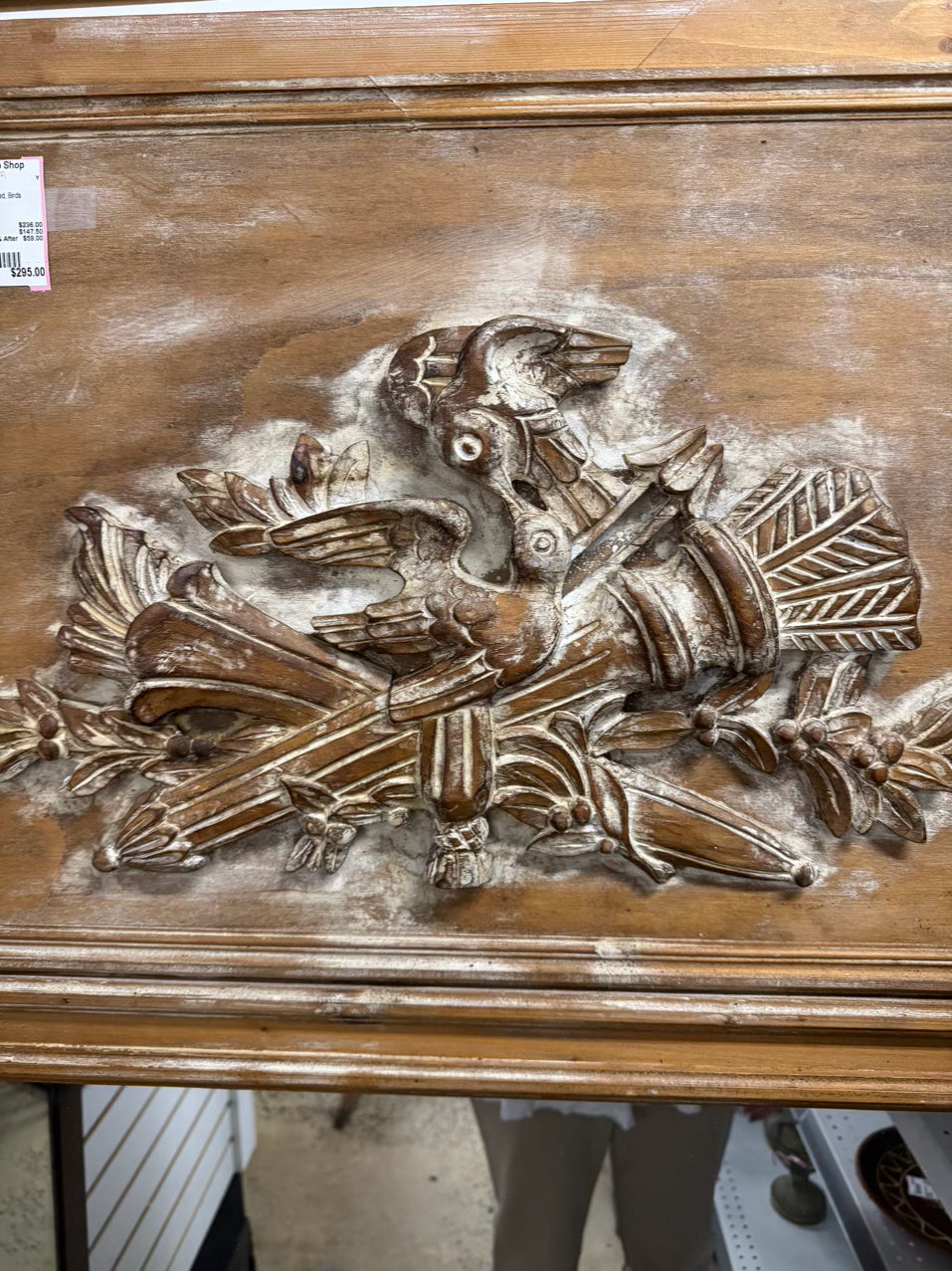 Carved Wood Birds Mirror