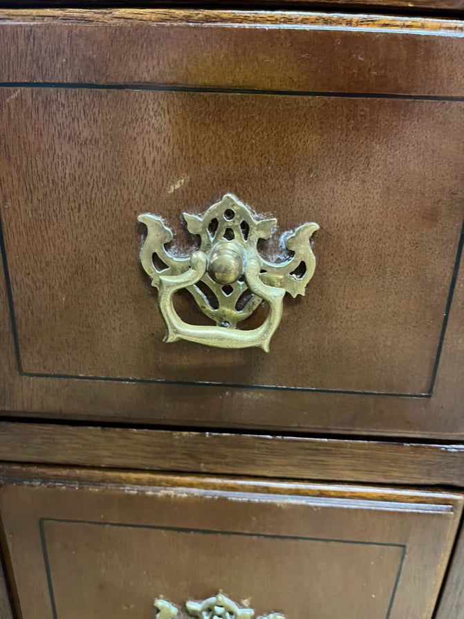 Wood 7 Drawer Desk W/ Hidden Door