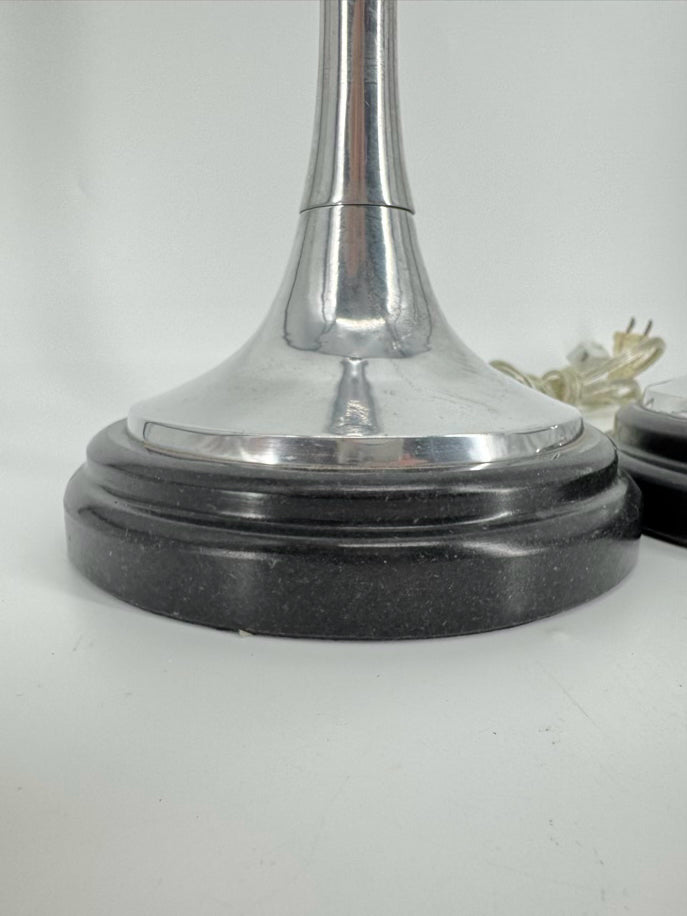 INDIA Silver Metal Bamboo Pair of Buffet Lamps