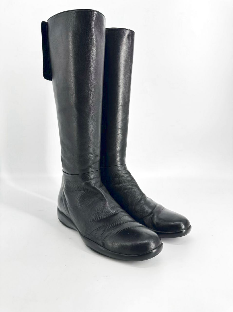 PRADA Size 38.5 Black Leather Boots